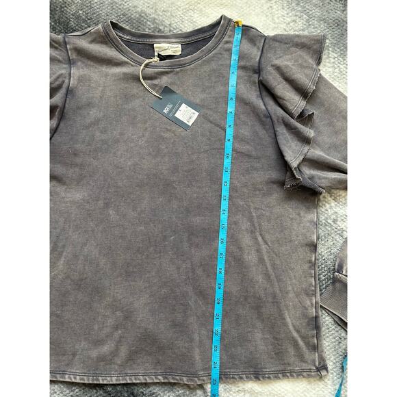 Target Universal Thread Ruffle Shoulder Sweatshirt Dark Charcoal Gray Size Large - Picture 11 of 13